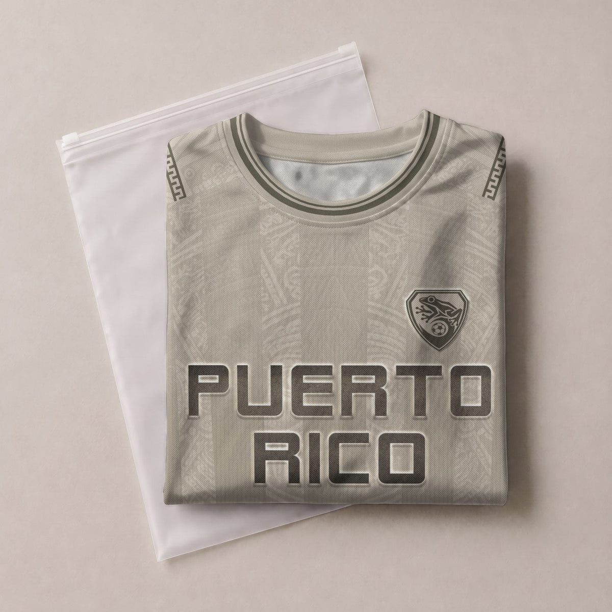 Taino Sun Beige Puerto Rico Soccer Jersey for Men and Women, Sol De Jayuya Pattern Edition, Top Puerto Rico Jersey and Puerto Rico Shirt, Northryn Co.
