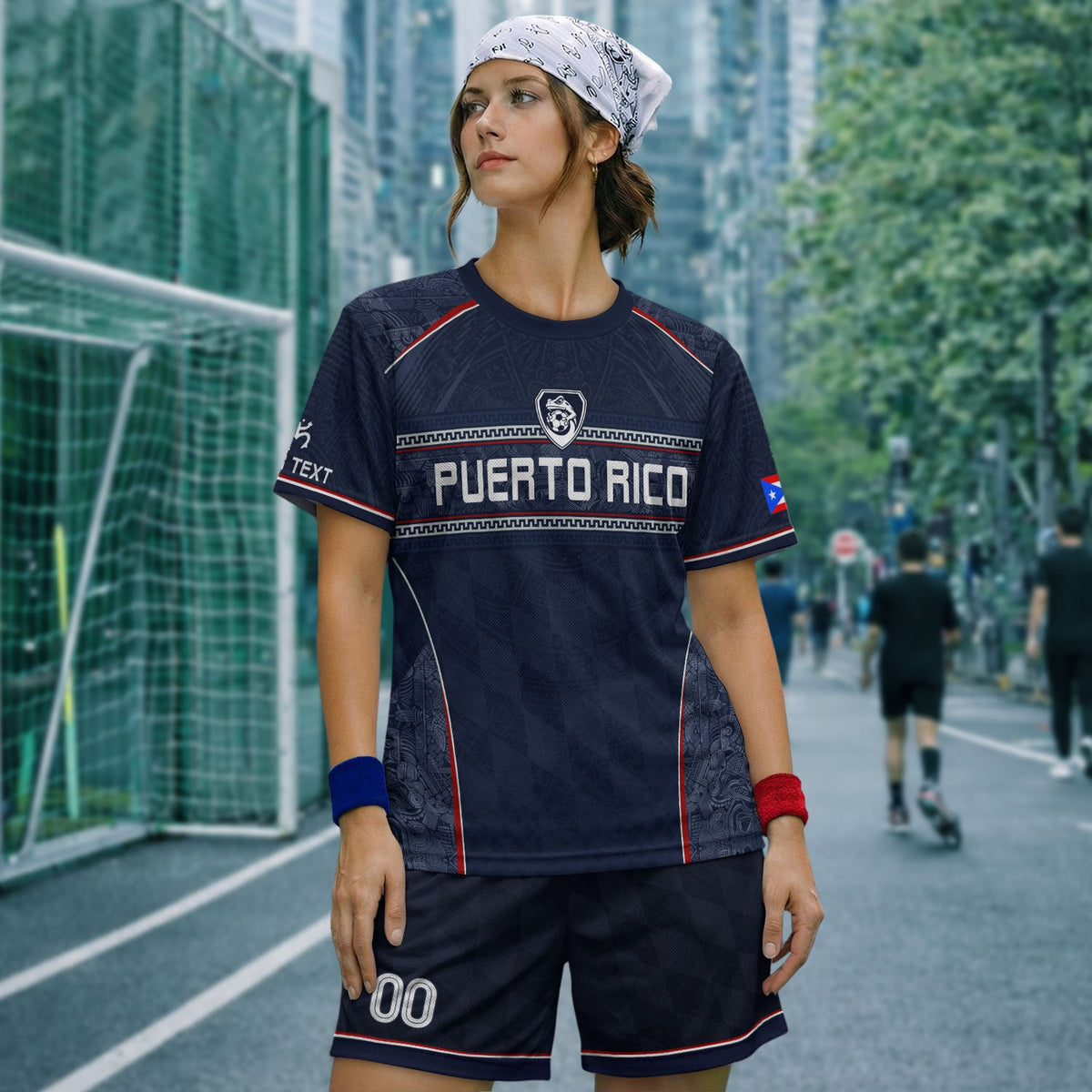 Custom Puerto Rico Soccer Jersey for Men and Women, Navy Blue Taino Flag Style, Personalized Football Jersey as a Puerto Rico Shirt, Northryn Co.