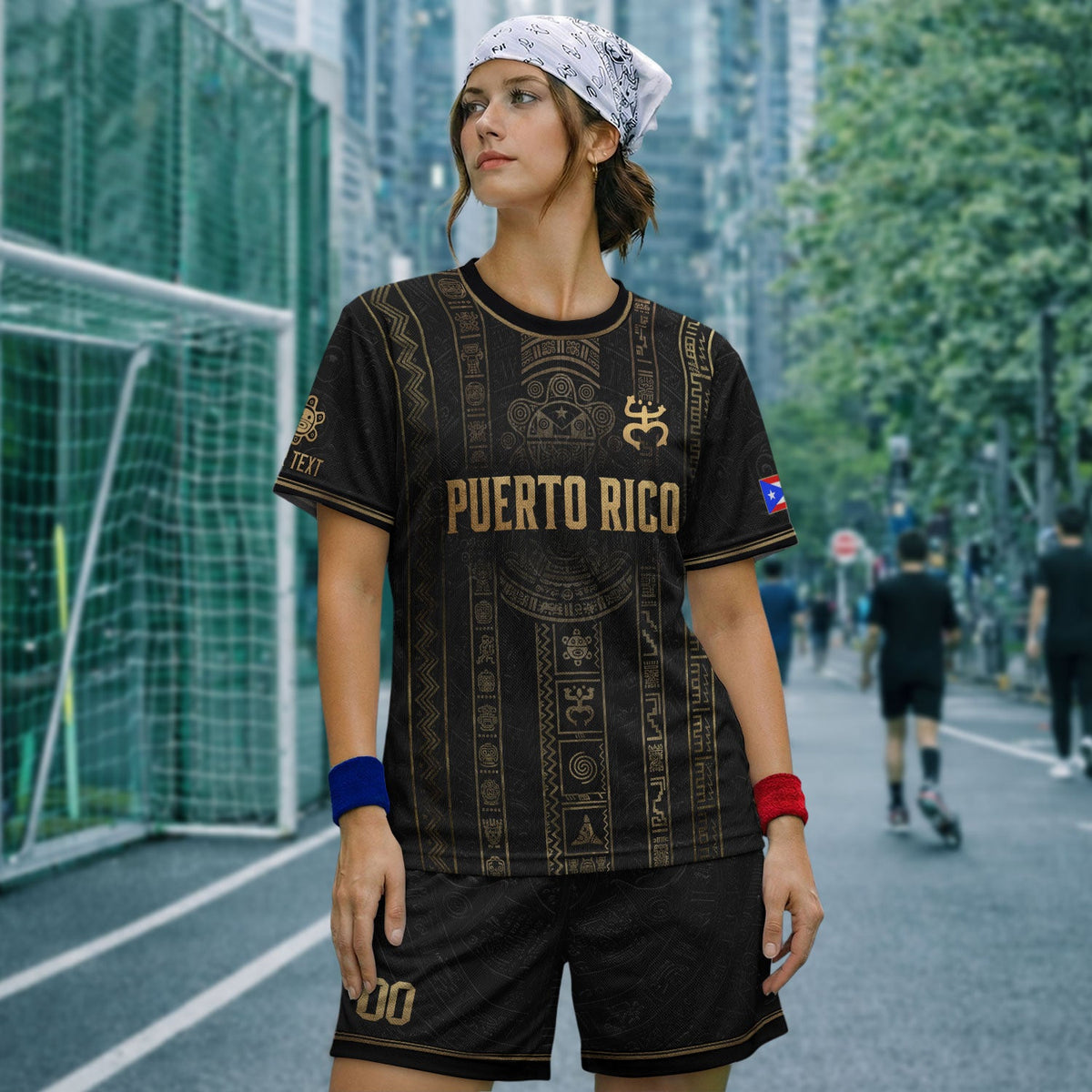 Custom Puerto Rico Soccer Jersey, Black Gold Taino Petroglyph, Puerto Rico Shirt for Men and Women as a Personalized Football Jersey, Northryn Co.