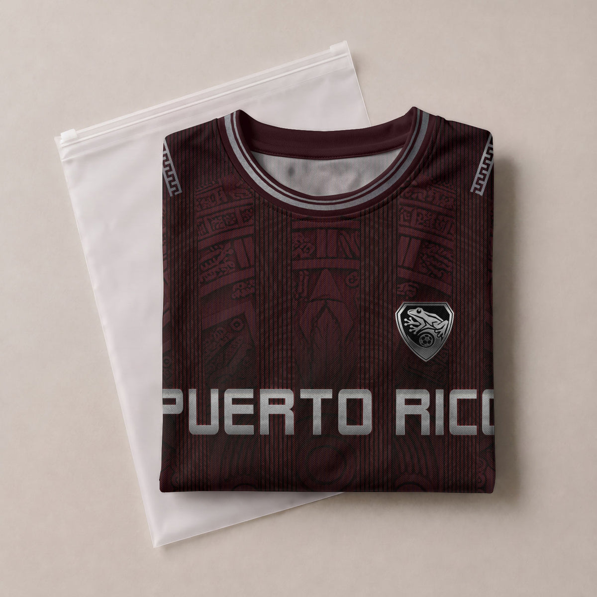 Maroon Puerto Rico Soccer Jersey Men Boricua Taino Coqui Frog Culture Graphic