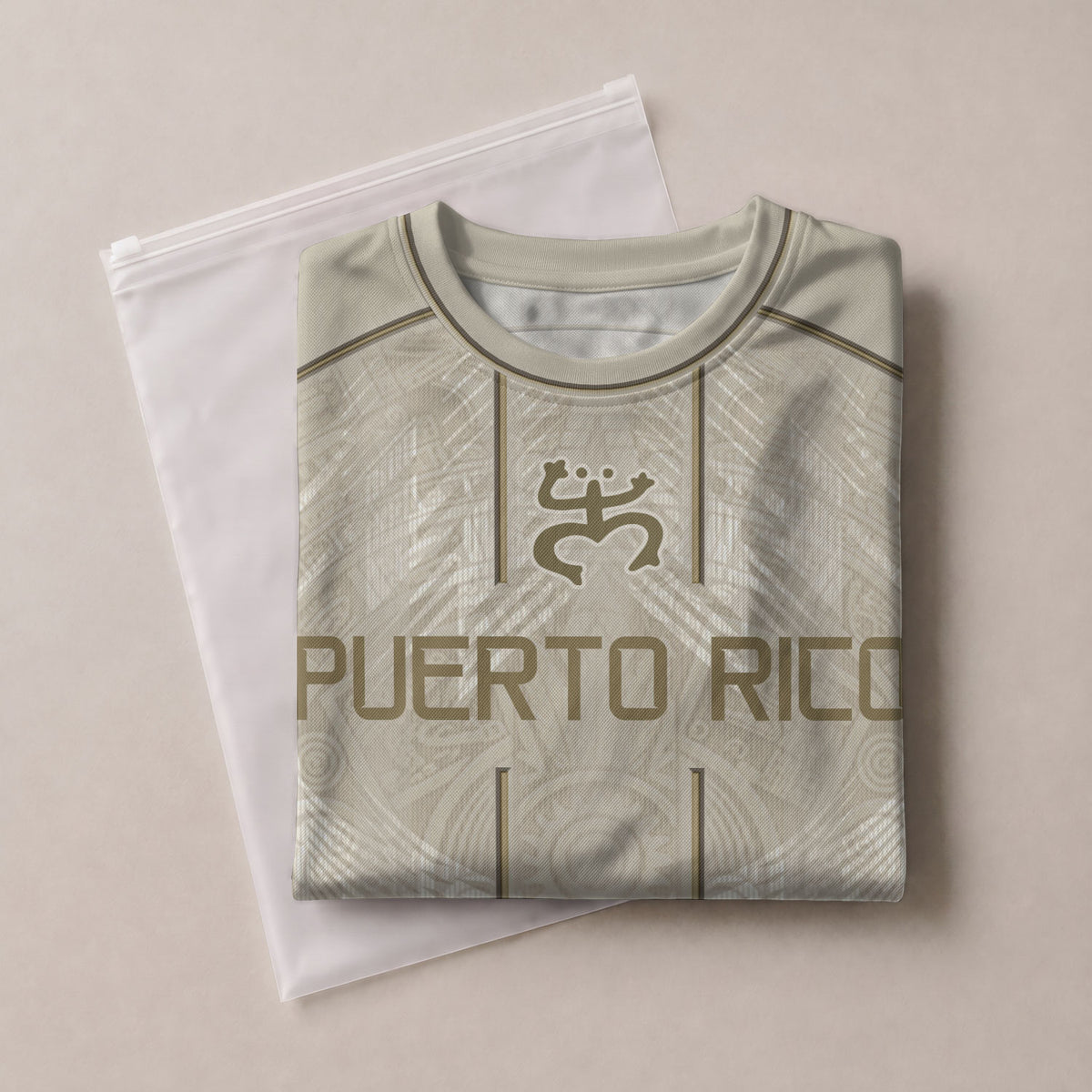 Beige Puerto Rico Soccer Jersey Men Boricua Taino Coqui Frog Culture Graphic