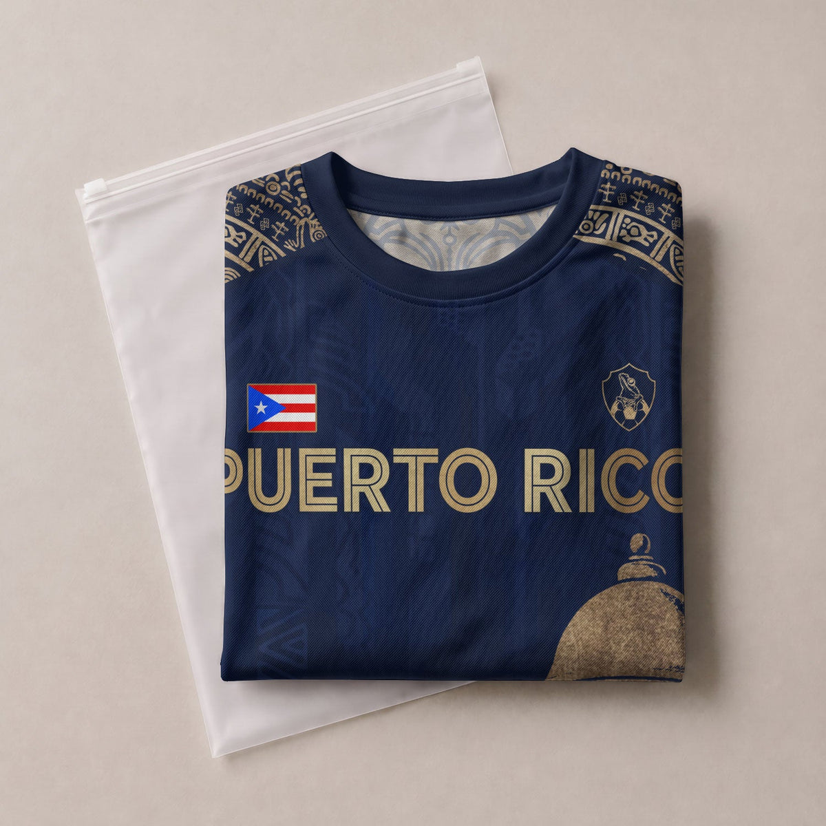 Puerto Rico Soccer Jersey in Navy Gold for Men and Women, Coqui Frog Garita Flower National, Puerto Rico Jersey and Puerto Rico Shirt, Northryn Co.