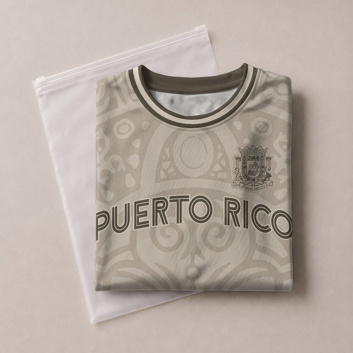 Kids Puerto Rico Soccer Jersey for Boy and Girl, Beige Gold Boricua Taino Mask, Youth Soccer Jersey Meets Puerto Rico Kids Soccer Jersey, Northryn Co.