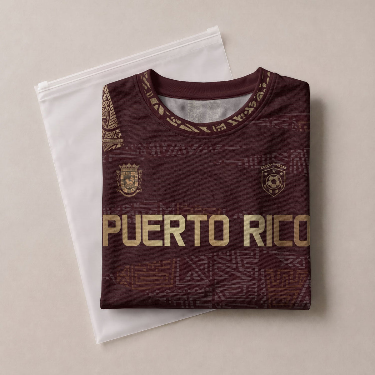 Taino Tribal Maroon Gold Puerto Rico Soccer Jersey for Men and Women, Pattern National Heritage, Puerto Rico Jersey, Puerto Rico Shirt, Northryn Co.