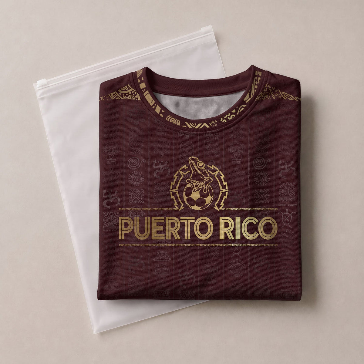 Maroon Gold, Kids Puerto Rico Soccer Jersey with Taino Sun for Boy and Girl, Puerto Rico Kids Soccer Jersey in Youth Soccer Jersey Style, Northryn Co.
