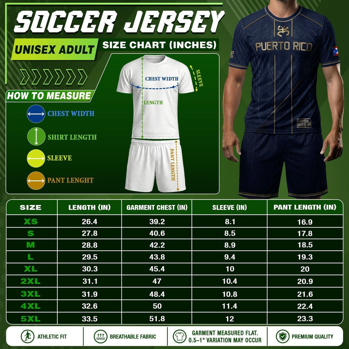 Puerto Rico Soccer Jersey in Elite Navy for Men and Women, Gold Taino Pattern Boricua Pride Top, Puerto Rico Jersey, Puerto Rico Shirt, Northryn Co.