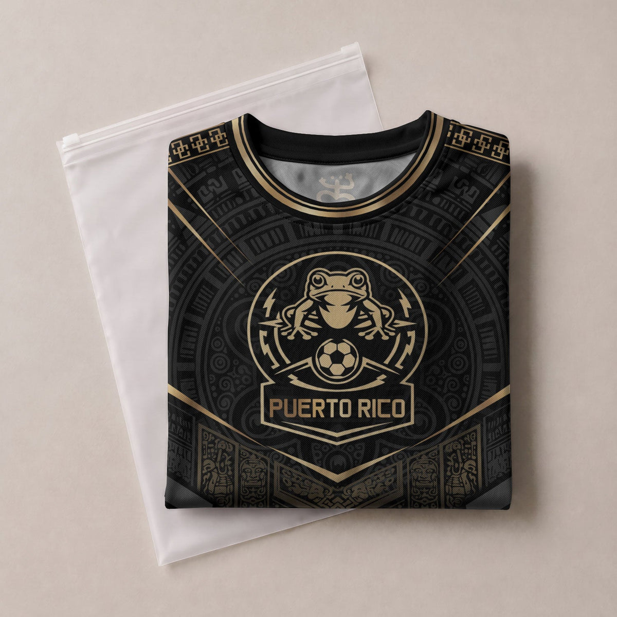 Bold Black Gold Coqui, Custom Puerto Rico Soccer Jersey for Men and Women with Taino, Personalized Football Jersey, Puerto Rico Shirt, Northryn Co.