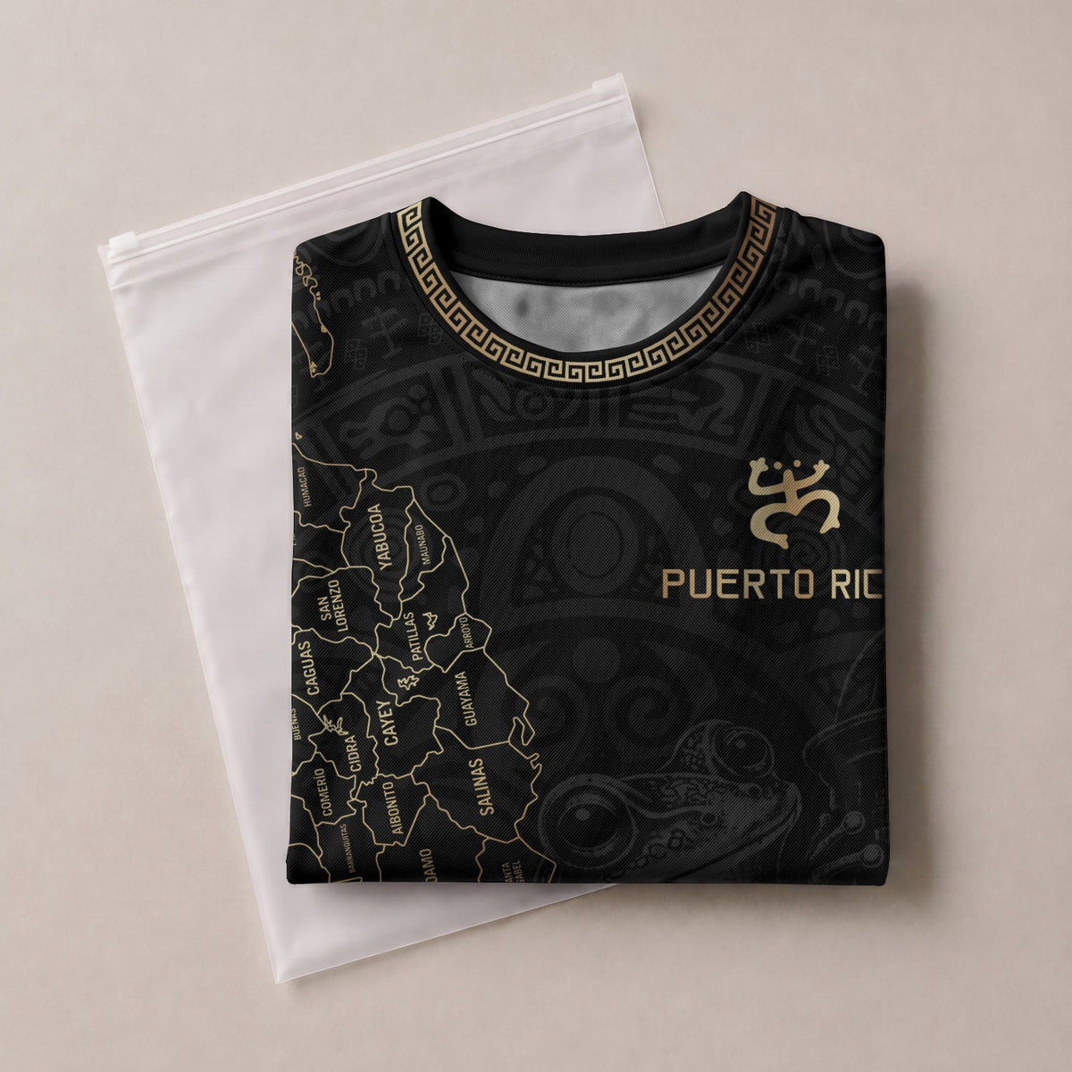 Custom Puerto Rico Soccer Jersey, Black Gold Towns Map Coqui Frog, Puerto Rico Shirt for Men and Women as a Personalized Football Jersey, Northryn Co.