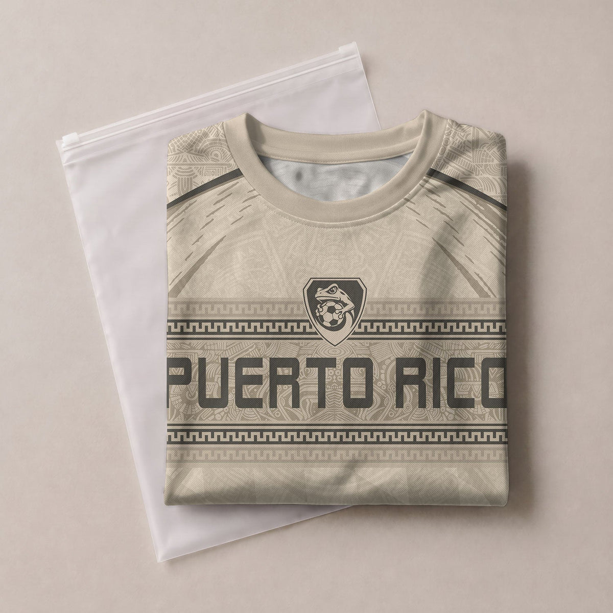 Beige Tan Taino, Kids Puerto Rico Soccer Jersey with Coqui Frog for Boy and Girl, Puerto Rico Kids Soccer Jersey and Youth Soccer Jersey, Northryn Co.