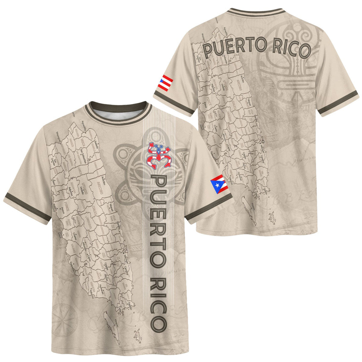 Puerto Rico Soccer Jersey for Men and Women, Map Boricua Taino Tribal Cream Beige National Pride, Puerto Rico Jersey, Puerto Rico Shirt, Northryn Co.