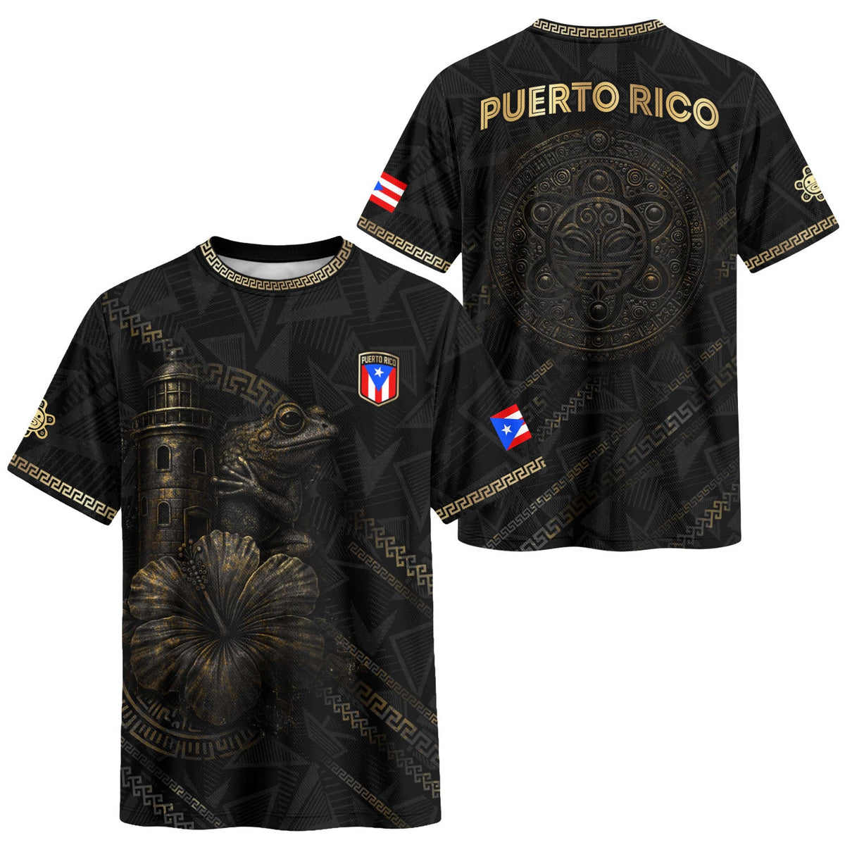 Limited Edition Black Gold Puerto Rico Soccer Jersey for Men and Women, Tribal Coqui Heritage, Puerto Rico Shirt and Puerto Rico Jersey, Northryn Co.