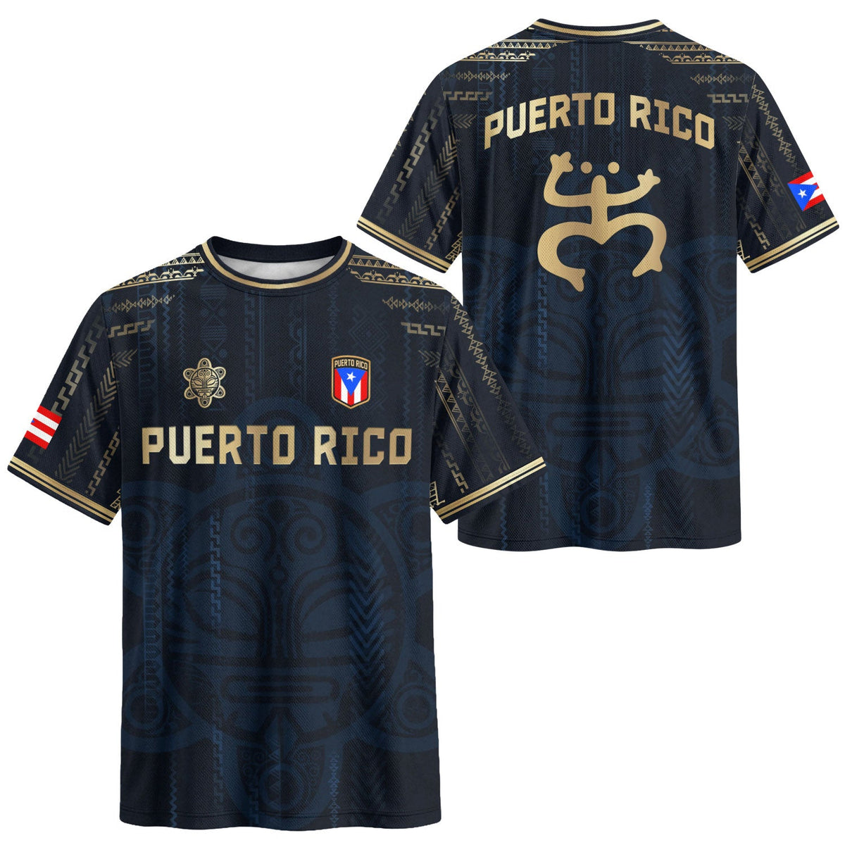 Coqui Frog Navy Gold Puerto Rico Soccer Jersey for Men and Women, Taino Sun National Heritage, Puerto Rico Jersey and Puerto Rico Shirt, Northryn Co.