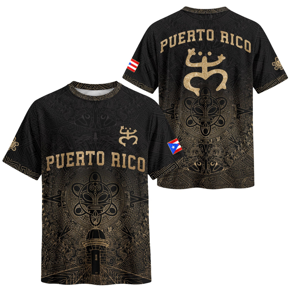 Coqui Frog Black Gold Puerto Rico Soccer Jersey for Men and Women, Garita Taino Sun National, Puerto Rico Jersey and Puerto Rico Shirt, Northryn Co.