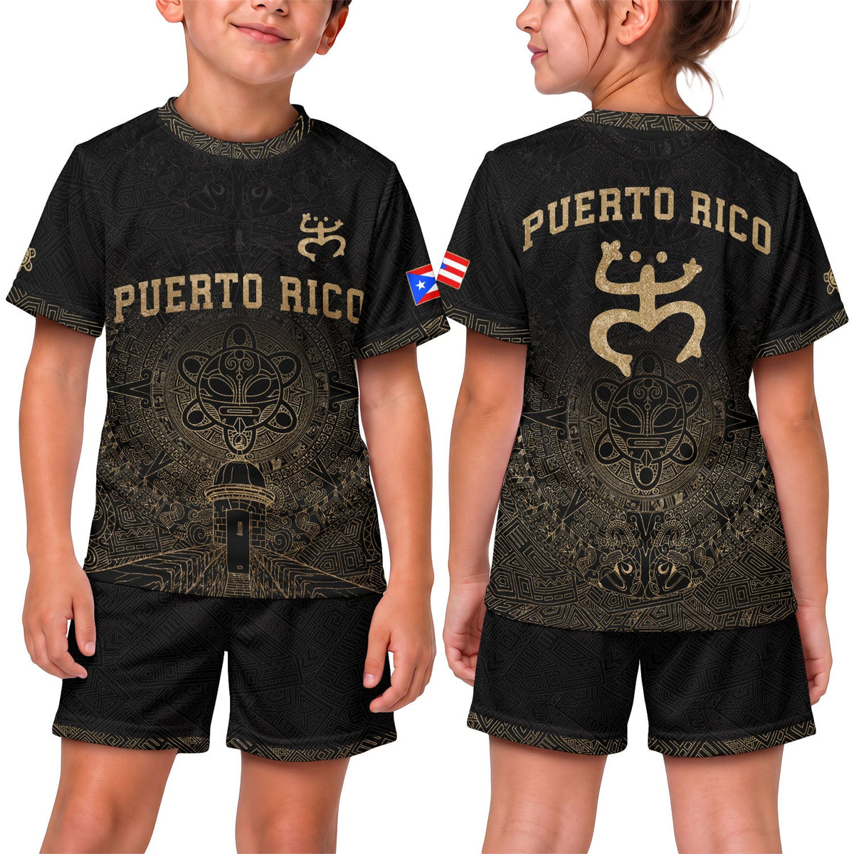 Black Gold Coqui, Kids Puerto Rico Soccer Jersey with Frog Garita for Boy and Girl, Puerto Rico Kids Soccer Jersey, Youth Soccer Jersey, Northryn Co.