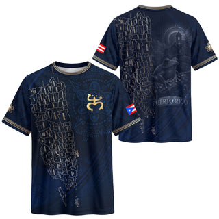 Map Boricua El Morro Puerto Rico Soccer Jersey Gold Navy Heritage, Coqui Frog Puerto Rico Jersey for Men and Women, Puerto Rico Shirt, Northryn Co.
