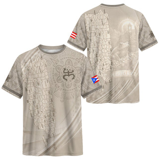 Beige Puerto Rico Soccer Jersey for Men and Women, Map Boricua El Morro Taino Pride Features Coqui Frog, Puerto Rico Jersey and Puerto Rico Shirt, Northryn Co.