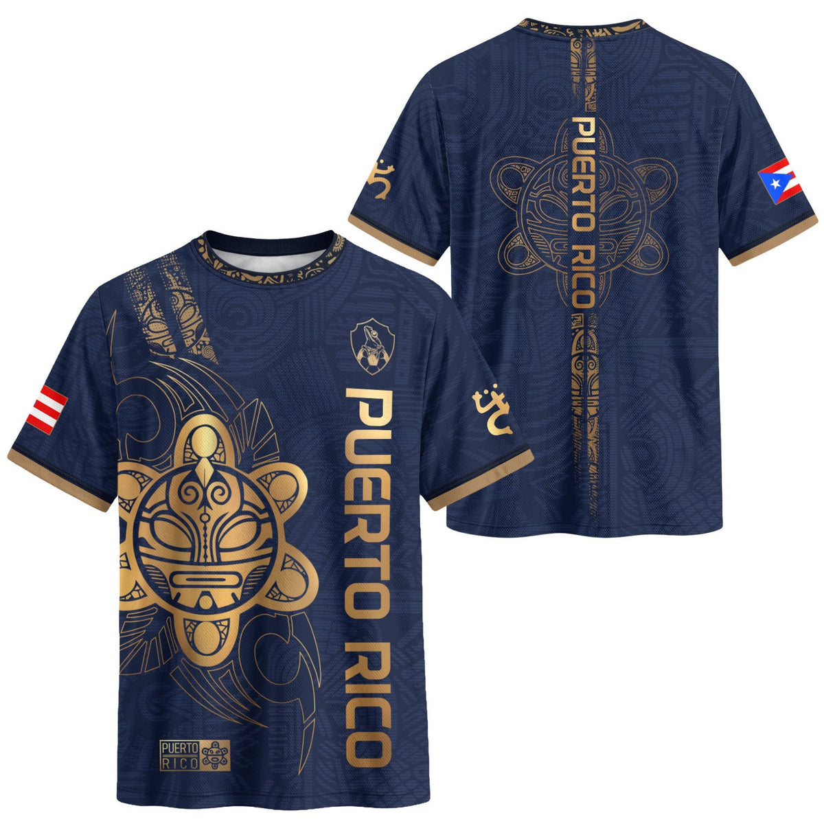 Taino Sun Navy Gold Puerto Rico Soccer Jersey for Men and Women, Vertical Text National Heritage, Puerto Rico Jersey, Puerto Rico Shirt, Northryn Co.