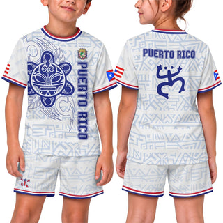 Kids Puerto Rico Soccer Jersey, White Blue Taino Sun Coqui Boricua for Boy and Girl, Youth Soccer Jersey, Puerto Rico Kids Soccer Jersey, Northryn Co.