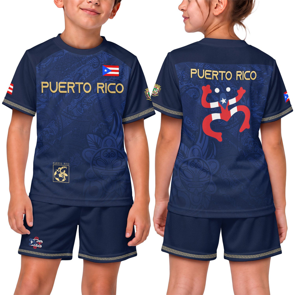 Navy Gold Boricua, Kids Puerto Rico Soccer Jersey with Coqui Frog for Boy and Girl, Puerto Rico Kids Soccer Jersey, Youth Soccer Jersey, Northryn Co.