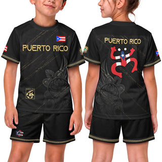 Kids Puerto Rico Soccer Jersey, Black Gold Boricua Coqui Frog for Boy and Girl, Youth Soccer Jersey Meets Puerto Rico Kids Soccer Jersey, Northryn Co.