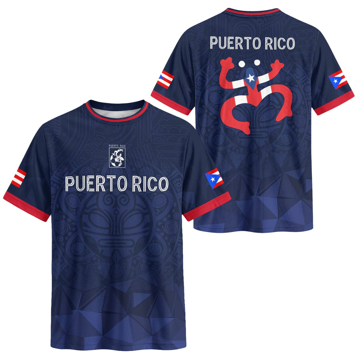 Coqui Frog Navy Red Puerto Rico Soccer Jersey for Men and Women, Taino Mask Tribal National, Puerto Rico Shirt and Puerto Rico Jersey, Northryn Co.