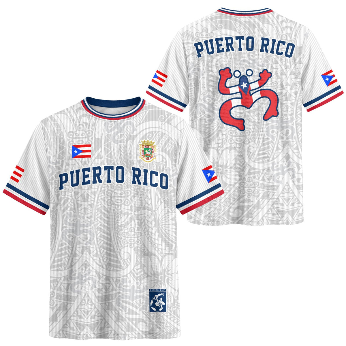Coqui Frog White Blue Puerto Rico Soccer Jersey for Men and Women, Boricua Tribal Taino National, Puerto Rico Jersey, Puerto Rico Shirt, Northryn Co.