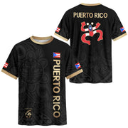 Puerto Rico Soccer Jersey in Black Gold for Men and Women, Coqui Frog Tribal Taino National, Puerto Rico Shirt and Puerto Rico Jersey, Northryn Co.