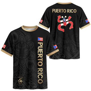 Puerto Rico Soccer Jersey in Black Gold for Men and Women, Coqui Frog Tribal Taino National, Puerto Rico Shirt and Puerto Rico Jersey, Northryn Co.