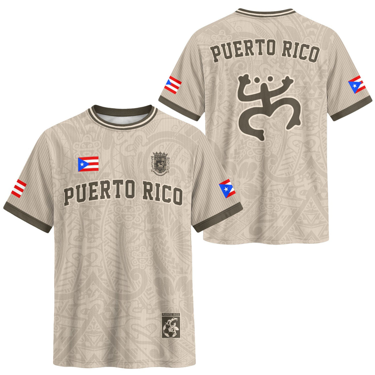 Coqui Frog Beige Puerto Rico Soccer Jersey for Men and Women, Tan Boricua Tribal Taino National, Puerto Rico Jersey, Puerto Rico Shirt, Northryn Co.