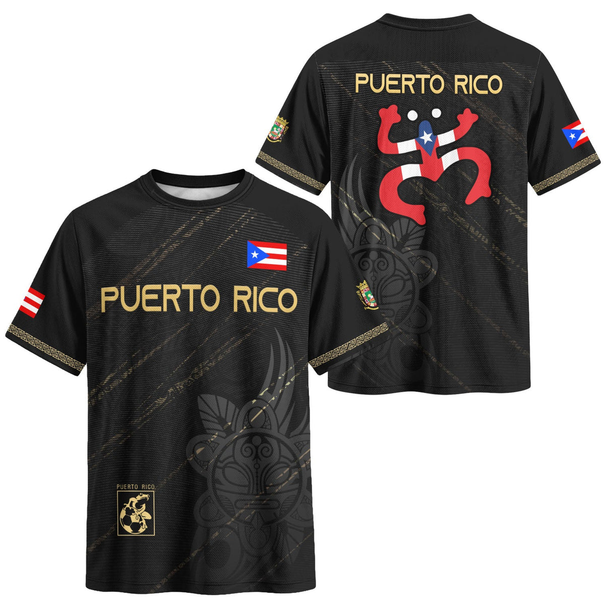 Coqui Frog Black Gold Puerto Rico Soccer Jersey for Men and Women, Boricua Tribal Taino National, Puerto Rico Jersey, Puerto Rico Shirt, Northryn Co.