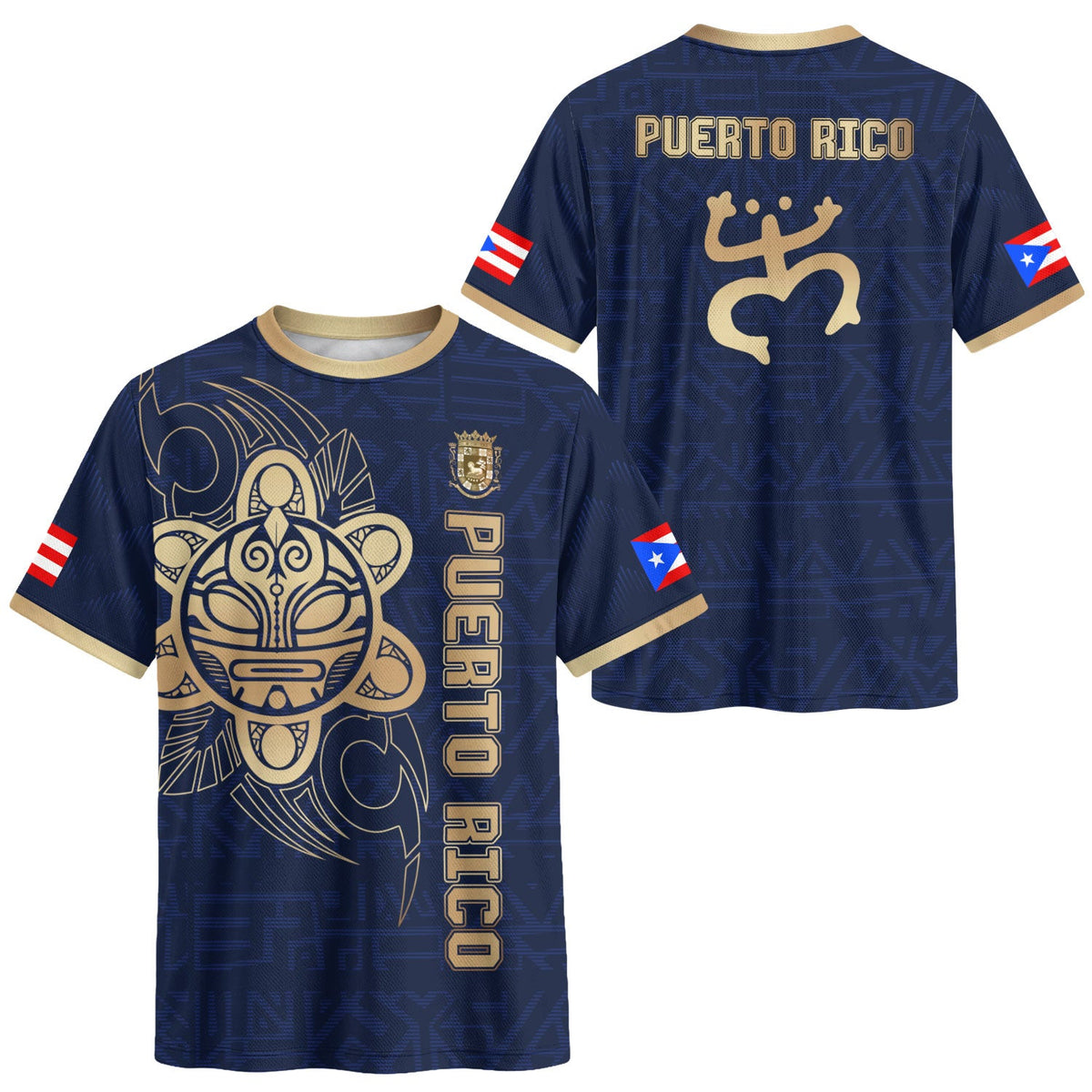 Puerto Rico Soccer Jersey for Men and Women, Navy Gold Taino Sun God Ancient Culture National, Puerto Rico Jersey and Puerto Rico Shirt, Northryn Co.