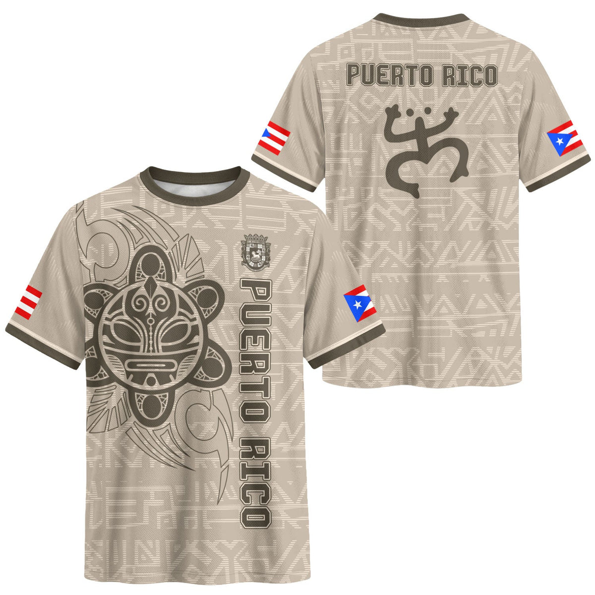 Taino Sun Beige Gold Puerto Rico Soccer Jersey for Men and Women, God Tribal Pattern Symbol, Puerto Rico Jersey and Puerto Rico Shirt, Northryn Co.