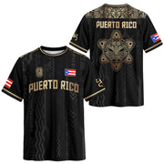 Taino Sun Black Gold Puerto Rico Soccer Jersey for Men and Women, Coqui Patriotic Cultural, Top Puerto Rico Jersey and Puerto Rico Shirt, Northryn Co.