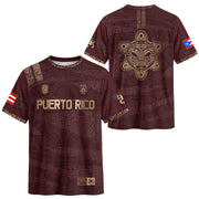 Taino Tribal Maroon Gold Puerto Rico Soccer Jersey for Men and Women, Pattern National Heritage, Puerto Rico Jersey, Puerto Rico Shirt, Northryn Co.