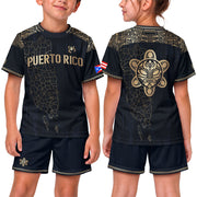 Navy Gold Taino, Kids Puerto Rico Soccer Jersey for Boy and Girl with Sun Garita, Puerto Rico Kids Soccer Jersey and Youth Soccer Jersey, Northryn Co.