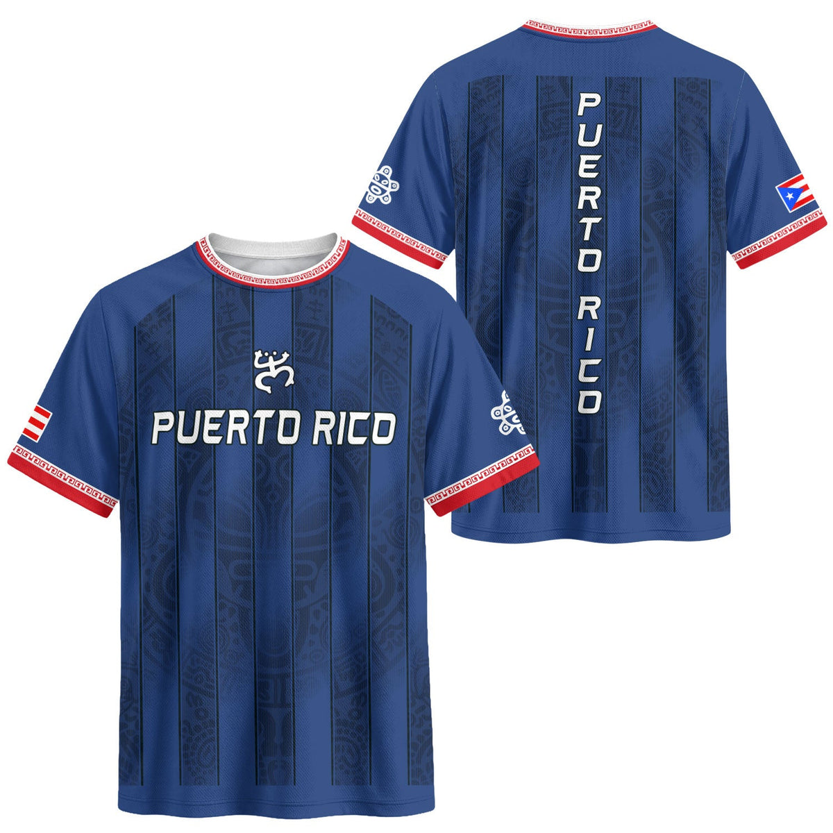 Puerto Rico Soccer Jersey for Men and Women, Striped Navy Boricua Pride Art, Trending Puerto Rico Jersey with Puerto Rico Shirt Appeal, Northryn Co.