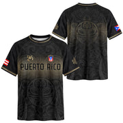 Puerto Rico Soccer Jersey with Coqui Frog for Men and Women, Taino Tribal National Black Gold, Puerto Rico Shirt and Puerto Rico Jersey, Northryn Co.