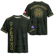 Puerto Rico Soccer Jersey in Green Gold for Men and Women, Coqui Frog Taino Sun Heritage, Top Puerto Rico Shirt and Puerto Rico Jersey, Northryn Co.