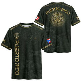 Puerto Rico Soccer Jersey in Green Gold for Men and Women, Coqui Frog Taino Sun Heritage, Top Puerto Rico Shirt and Puerto Rico Jersey, Northryn Co.
