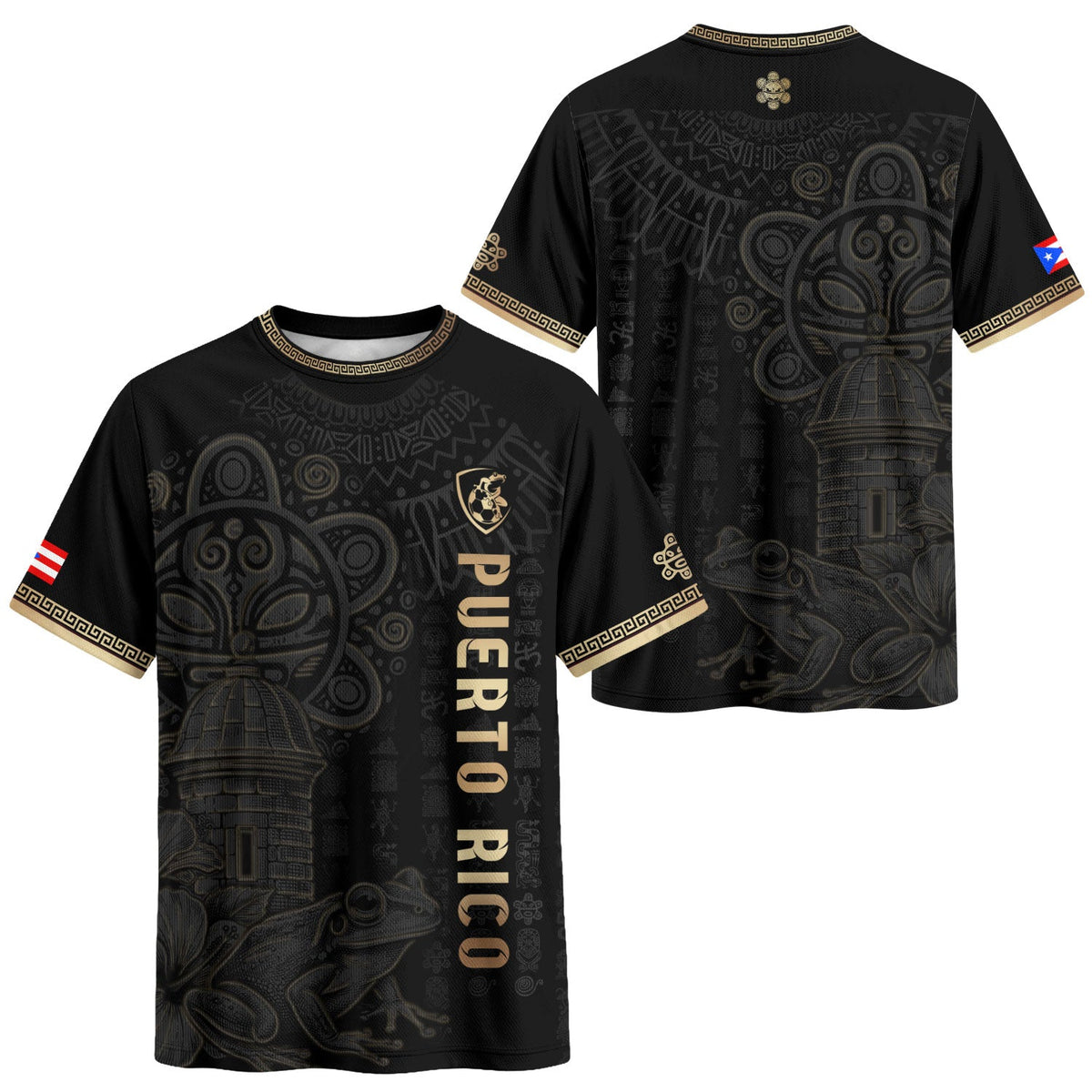 Puerto Rico Soccer Jersey in Black Gold for Men and Women, Puerto Rican for Mens, Best Puerto Rico Shirt with Puerto Rico Jersey Style, Northryn Co.