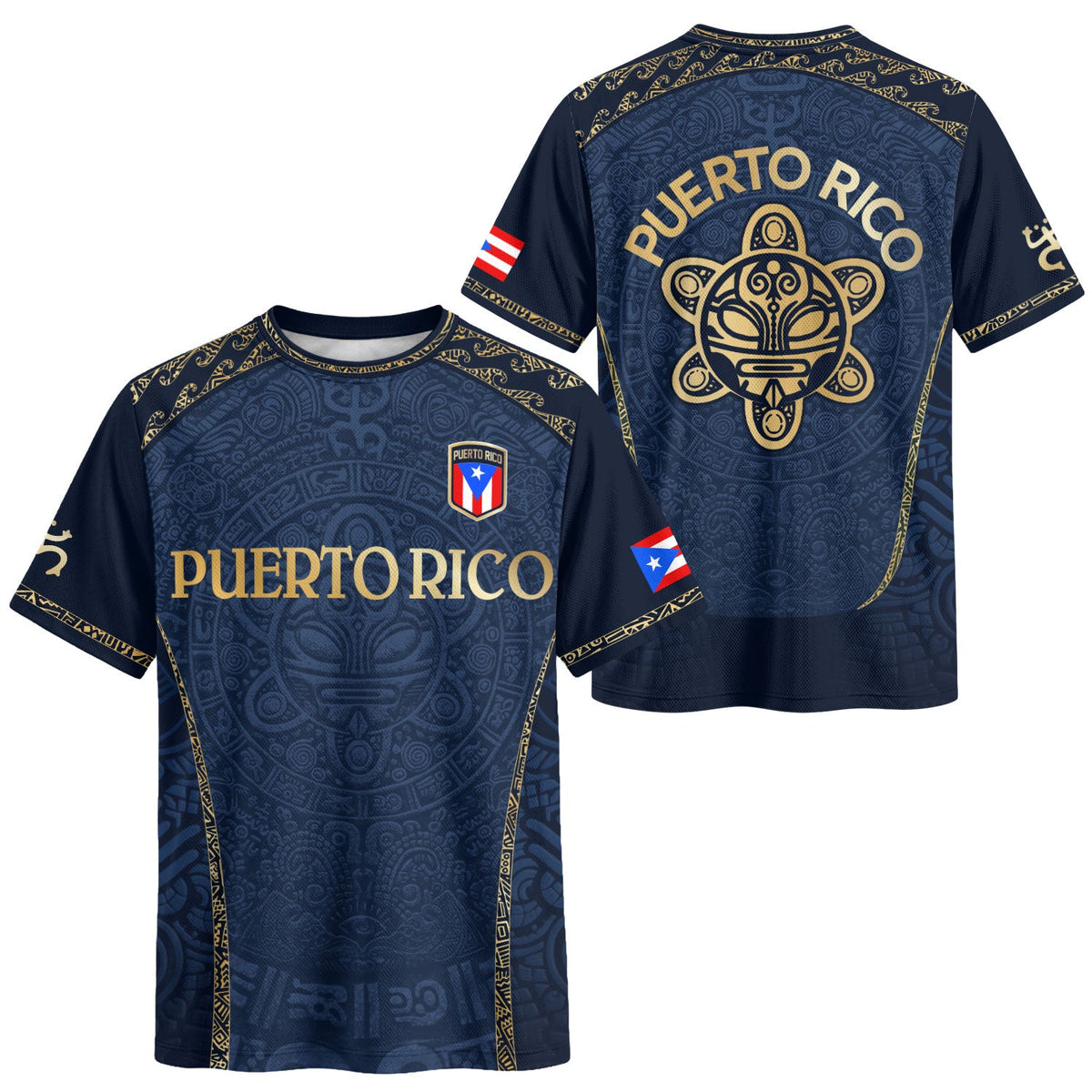 Taino Sun Navy Gold Puerto Rico Soccer Jersey for Men and Women, and Heritage, Standout Puerto Rico Jersey with Puerto Rico Shirt Pride, Northryn Co.