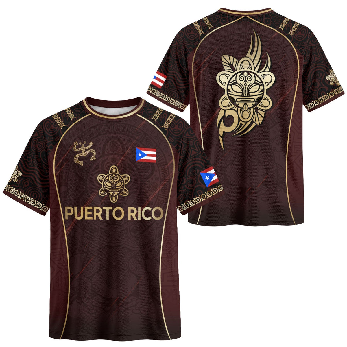 Puerto Rico Soccer Jersey in Maroon Taino for Men and Women, Art Coqui Frog Boricua Pride, Top Puerto Rico Shirt and Puerto Rico Jersey, Northryn Co.