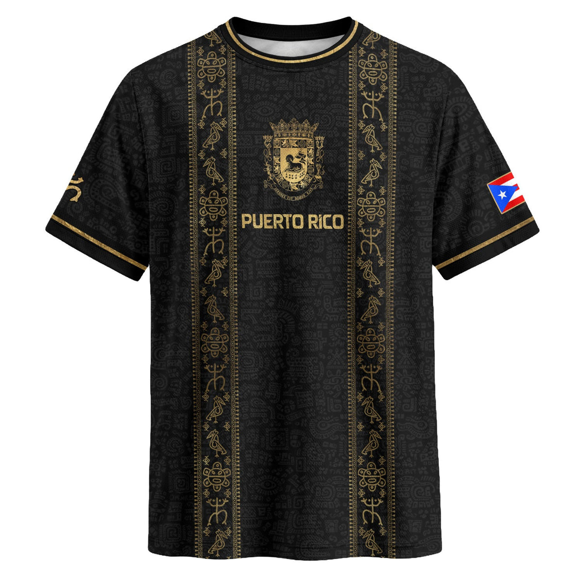 Puerto Rico Soccer Jersey with Coat of for Men and Women, Arms & Taino Petroglyphs Black Heritage, Puerto Rico Shirt, Puerto Rico Jersey, Northryn Co.
