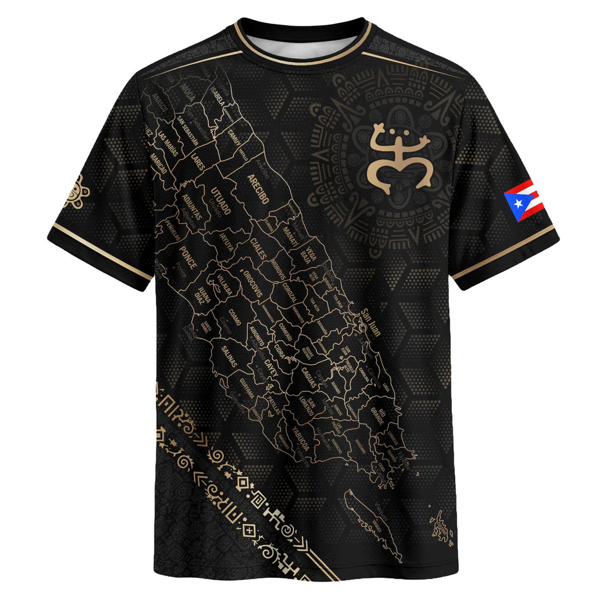 Puerto Rico Soccer Jersey for Men and Women, Orgullo Black Gold Detailed Island Map Coqui, Top Puerto Rico Jersey and Puerto Rico Shirt, Northryn Co.