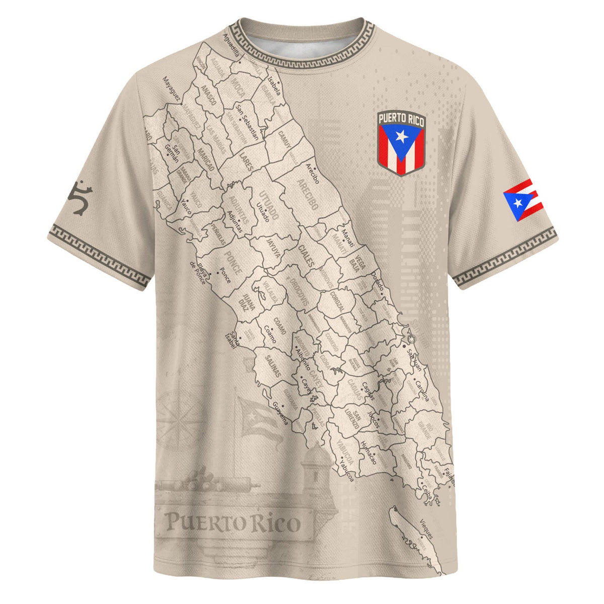Heritage Orgullo Beige Puerto Rico Soccer Jersey for Men and Women, Detailed Island Map Culture, Puerto Rico Jersey, Puerto Rico Shirt, Northryn Co.