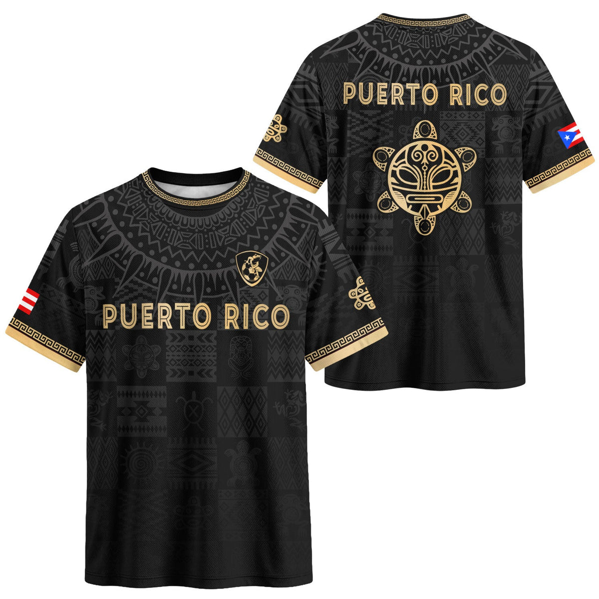 Puerto Rico Soccer Jersey for Men and Women, Black Gold for Puerto Rican Mens, Standout Puerto Rico Jersey with Puerto Rico Shirt Pride, Northryn Co.