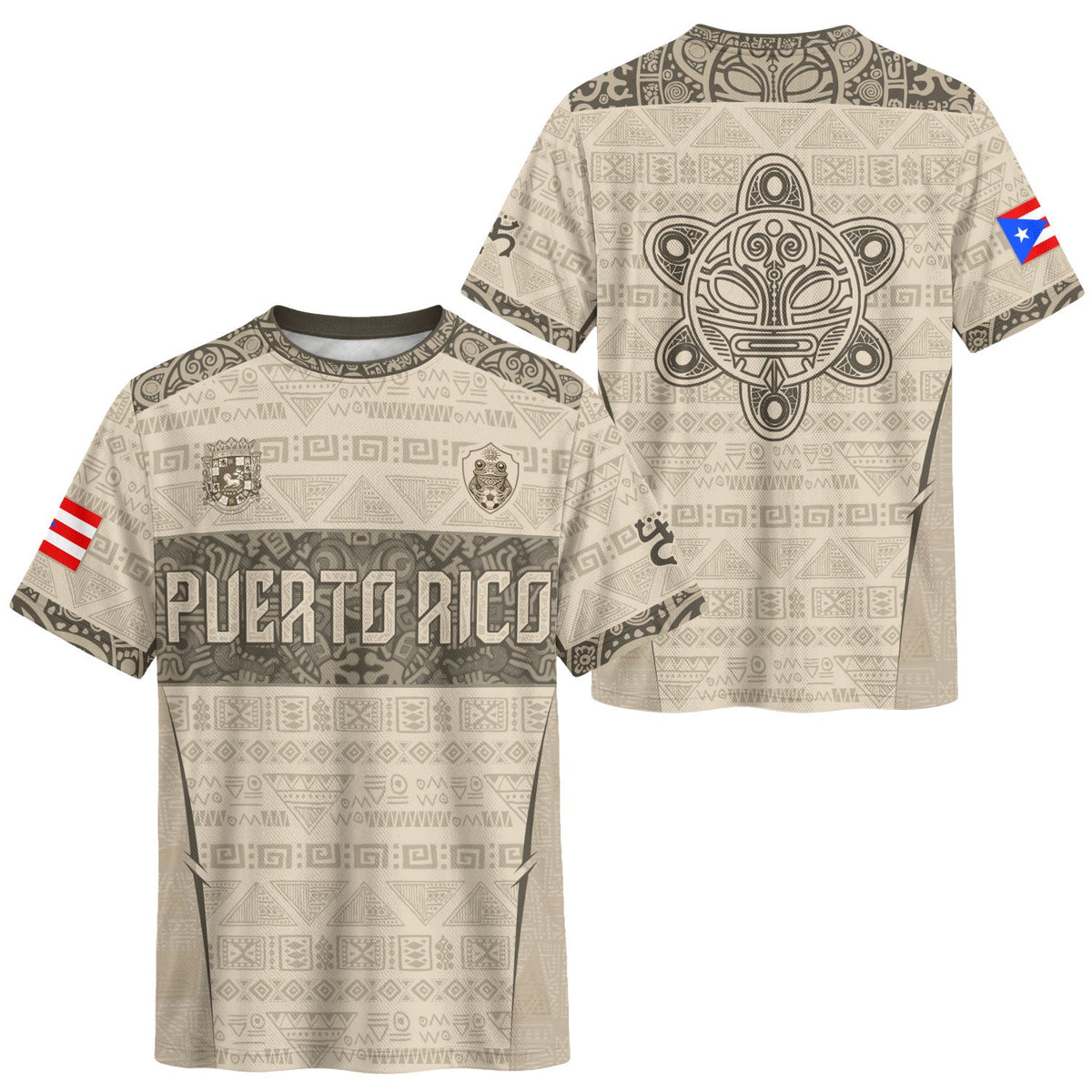 Taino Sun Beige Puerto Rico Soccer Jersey for Men and Women, Sandstone - Tribal Pattern -, Top Puerto Rico Jersey and Puerto Rico Shirt, Northryn Co.