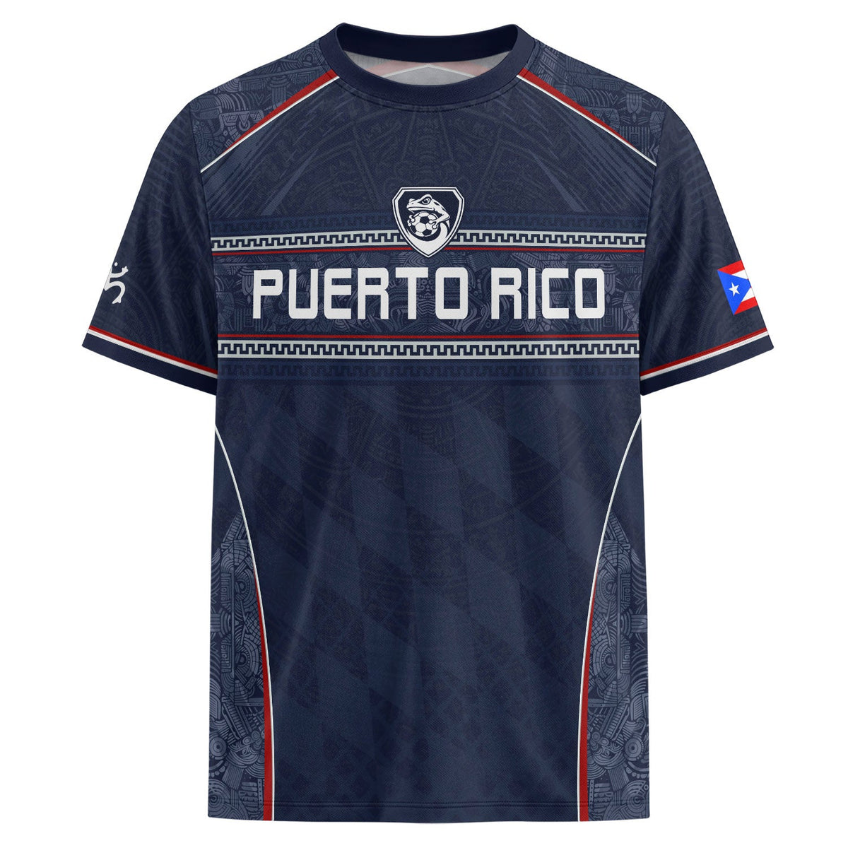 Puerto Rico Soccer Jersey in Modern Navy for Men and Women, Taino Pattern Boricua Pride Athletic, Puerto Rico Shirt, Puerto Rico Jersey, Northryn Co.