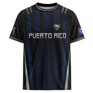 Taino Sun Navy Black Puerto Rico Soccer Jersey for Men and Women, Midnight & Symbol Midnight Blue, Puerto Rico Shirt, Puerto Rico Jersey, Northryn Co.