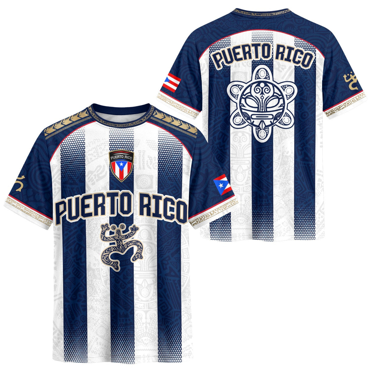 Puerto Rico Soccer Jersey in Blue White for Men and Women, Striped Boricua, Trending Puerto Rico Shirt with Puerto Rico Jersey Appeal, Northryn Co.